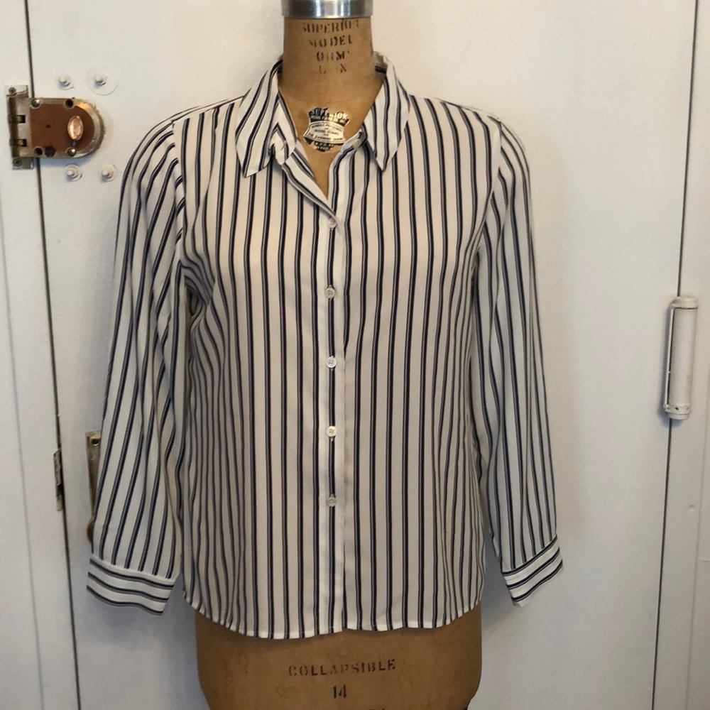 Vince Camuto Petite Large stripe Blouse